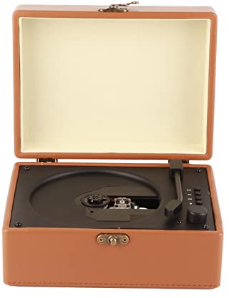 Giradischi, Lettore CD con Valigia Stereo HiFi, Telecomando Marrone a Bassa Perdita per la Casa