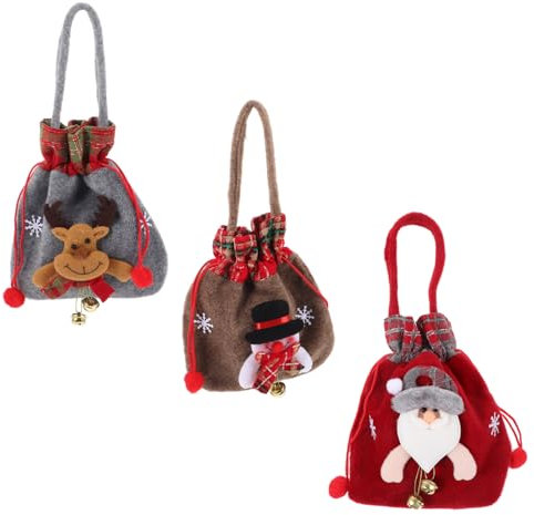 Hoement 3stücke Teiliges Weihnachtsgeschenktüten Versatile Zugbandtaschen Für Weihnachtsfeiern Für Süßigkeiten Und Kleine Mit Festlichem Design Für Feiertage
