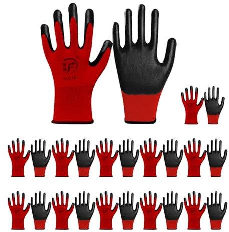 Nylon Nitrile Coated Gardening Gloves Touchscreen Yard Garden Gloves, Breathable Safety Work Gloves Gardening Work Gloves with Grip 12pairs Work Gloves Garden Gloves with Claws Work Gloves with Grip