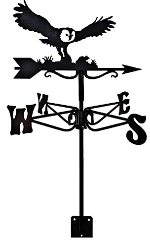 Wetterfahne aus Metall, Vintage, schwarz, Wetterfahne, Windrichtungsanzeiger für den Außenbereich, Garten, Dach, Koppel, Dekoration, Windfahne (Eule)