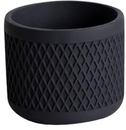 CJHFR472SG Jardinera Maceta Redonda con Textura de Rejilla, macetero de Mesa de Cemento con Orificio de Drenaje, for Decorar balcón, Sala de Estar, Cocina Interior-Exterior(Negro,Grande)
