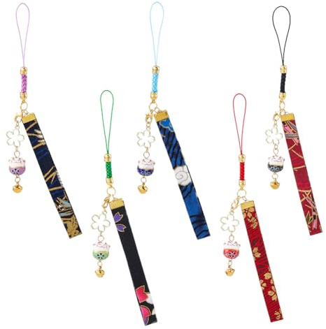 DICOSMETIC 5Pcs 5 Styles Phone Wrist Strap Cat Phone Charm Aesthetic Cellphone Charms Kawaii Cell Phones Keychain Lucky Cat Cell Phones Pendant Accessories for Bag Backpack Camera