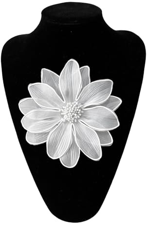 WANYI 1 Stück Ansteckblume Damen Groß Stoffblumen zum Aufnähen 4 Schichten Stereo Stickerei 16cm Blumen Applique für Hut Kopfbedeckung Kleidung Verzierung