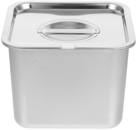 SHOWERORO Caja Para Helado De Acero Inoxidable Tapa Sellada, Resistente y Duradera, Adecuado Para Conservar Helado y Postres En Congelador y Refrigerador, Tamaño 6.9x5.5x4.6 Pulgadas, Apta p