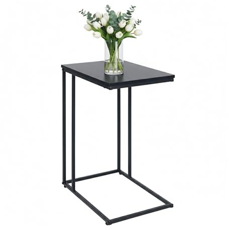 Relaxdays Tavolino, HxLxP: 64 x 50 x 35 cm, MDF, Ferro, Forma a C, per Soggiorno e Camera