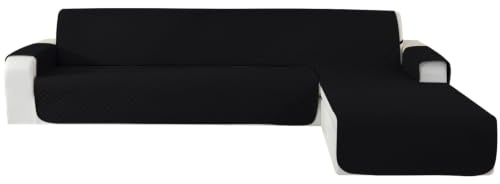 CYCMACO Wasserdicht Sofabezug L Form 3 Sitzer, Couch Überzug L Form Mit Armlehne rutschfest, Ecksofa Bezug Rechts/Links Universal Für Hund Katze, Waschbar, Schwarz