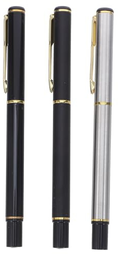 Healeved Juego de 3 bolígrafos de caligrafía portátiles con cartuchos de tinta recargables, punta de pincel suave, pincel de escritura de acero inoxidable para escritura china y principiantes