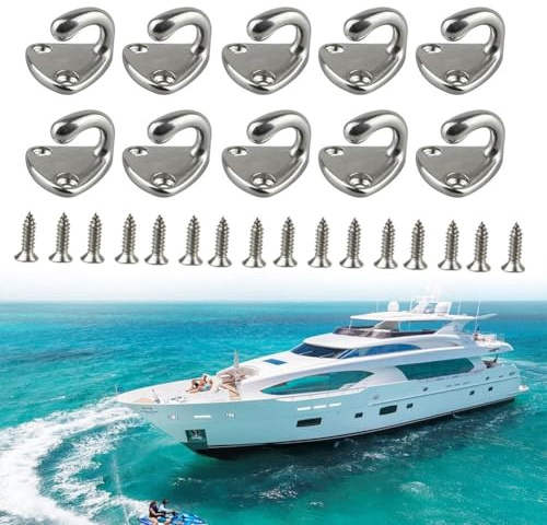 Wodsty Ganchos de lona de acero inoxidable 316 con tornillos, accesorio de remolque para lonas, autocaravanas, barcos y caravanas, juego de 10 pasteles