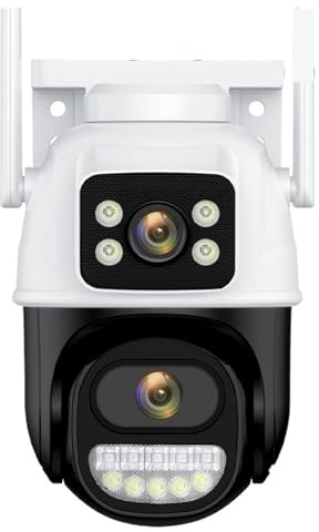 Telecamere di sicurezza, Telecamera di sorveglianza Wi-Fi da 6 MP, doppia lente for esterni, doppio schermo, visione notturna, telecamera IP PTZ CCTV H.265, sicurezza per la casa(6MP Add 64G Card)
