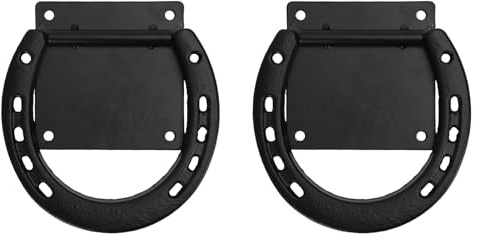 Anillos para Atar Caballos en Forma de Herradura, Anillos para Atar Caballos de Acero Fuerte para Suministros Estables, Recubiertos en Negro para, Paquete de 2 para Graneros, Cercas