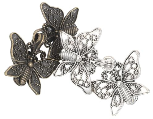 Mikikit 2 Pares Pinzas Metálicas para Suéter Diseño de Mariposa Retro, Cierre de Cárdigan Vintage de Aleación, Funcionalidad de Moldeado de Cintura para Mujer en Uso Casual y Fiestas