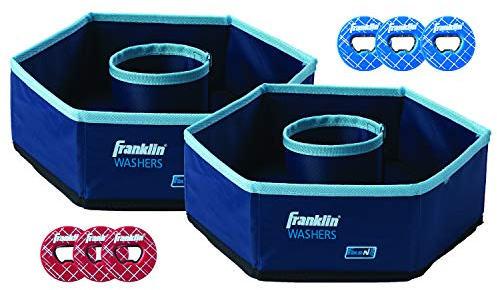 Franklin Sports Unterlegscheiben-Set – (2) 30,5 x 30,5 cm Faltbare Ziele – tragbarer Spaß – perfekt für Strand, Heckklappe, Partys – Ersatz-Flaschenverschluss-Unterlegscheiben