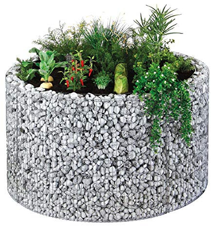 bellissa - Gabionen-Hochbeet rund Durchmesser 146cm außen 126cm innen, Höhe 80 cm - Feinmaschige Gabionenkörbe befüllbar - Witterungsbeständiges Gabionen-Hochbeet - DIY-Bausatz inkl. Trennfolie (L)