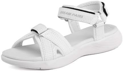 DREAM PAIRS Sandali Sportivi da Donna Scarpe con Comodi Leggeri Eva Plantare Sandali per Trekking Spiaggia Vacanze Escursioni Passeggiate,Size 38,Bianco,QDL19001L