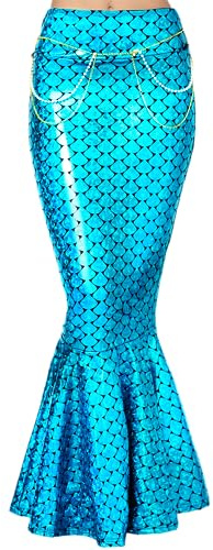 Spooktacular Creations Jupe de Sirène à Paillettes Hologramme Métallisées pour Adulte, Costume de Jeu de Rôle. Livrée avec une Chaîne de Perles à la Taille