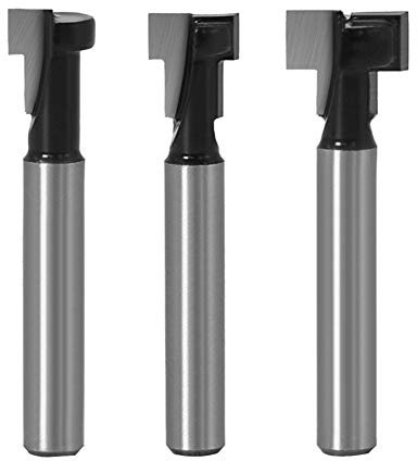Dreneco Jeu de Fraises 3 Pièces Routeur à Rainure en T Forme Routeur Bits (8/9.5/12.7mm) - Fraise pour Vis Hexagonales Communes