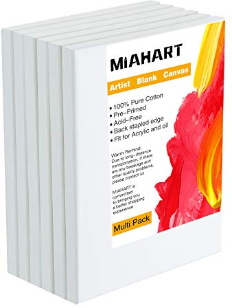 MIAHART 6 piezas Mini Lienzos, 13x18cm Lienzo Blanco en Blanco Lienzos Artísticos Lienzos para Pintura al óleo Acrílica y Decoración