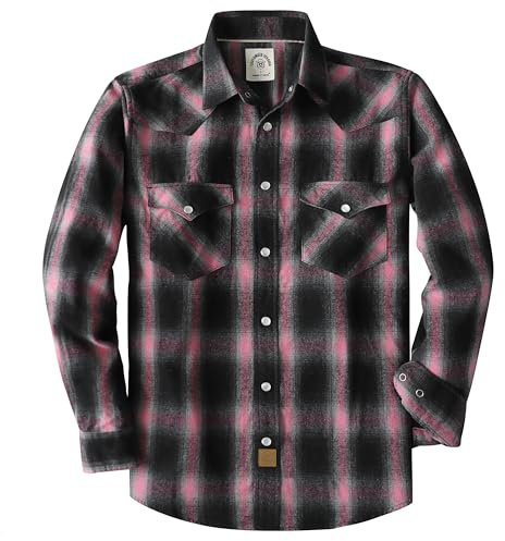Dubinik® flanellskjorta herr Långärmad flanellskjorta herr Pearl Snap Western Denim Vintage Pocket Rutig skjorta