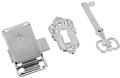 Antique Silver Vintage Cabinet Lock with Key - Decorative Retro Furniture Lock for Drawers, Cupboard, Wardrobe - Smooth & Secure Left/Right Turn Key Mechanism - Classic Design for Home & Office