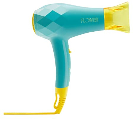 Flower Beauty Ionic Travel Hair Dryer - Portable Professional Dryer with Two Heat Settings & Dual Voltage - Fast Drying for Smooth, Healthy, Shiny Hair - for All Hair Types
