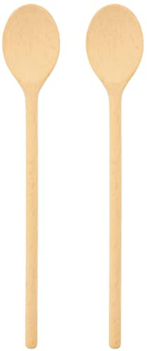 teemando® 2 X stabiler Marken-Kochlöffel aus Holz, 30 cm, ovaler Kochlöffel zum Kochen und Backen, garantiert unkaputtbar bei normaler Anwendung