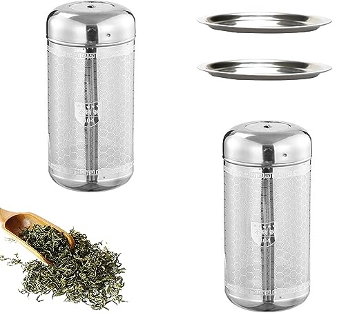 Ruikdly Teesieb für Losen Tee, Teesieb Edelstahl 304 Wiederverwendbare Teeei für Losen Tee, 2er-Pack Teesieb für Tasse mit Deckel und Abtropfschale für Teekannen, Tassen, Teeflaschen