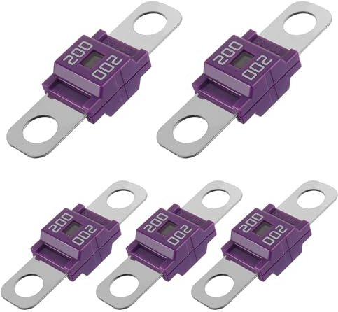 BOJACK AMI/Midi Fuse 200A High Current Bolt-on Fuse 200 Amp for Cars, Trucks, Construction Vehicles, Buses, Caravans (Pack of 5)