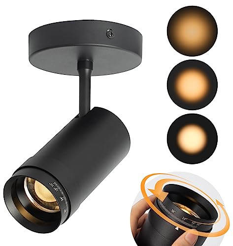 Aisilan LED Deckenstrahler Dimmbarer Zoombar Strahlwinkel 10°-55° Schwenkbarer Deckenspots Winkel CRI 97 Matt Schwarz Aluminium Zoombares LED-Spots für Flur Wandmalerei Wohnzimmer