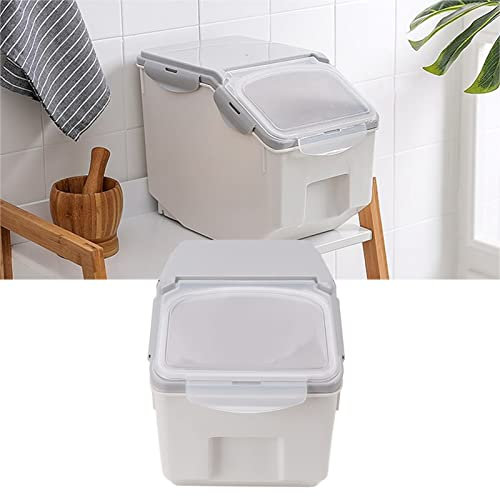 Zerone 25 Lbs Boîtes De Stockage Distributeur De Riz Grand Récipient à Grain avec Couvercle, Étanche À L'humidité Distributeur De Céréales Ménagers Seau pour Cuisine, Soja, Maïs (Gris 10KG)