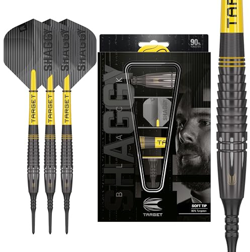 Target Darts Scott Williams Noir Out 90% Tungsten Soft Tip Jeu de fléchettes – 20g Jeu de fléchettes Soft Tip, Jeu de fléchettes Shaggy Player Edition, Fléchettes Pixel Tip