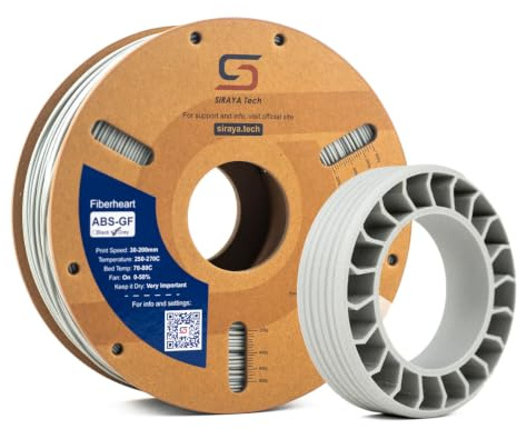 Siraya Tech Fibreheart ABS-GF Premium Glasfaser 3D Drucker Filament - Verbesserte Haltbarkeit, Hohe Temperaturbeständigkeit, Präzisionsdruck - Für Automobil- & Industrieanwendungen (1kg, Grau) | Glasfaserverstärktes ABS, bis 93 °C hitzebeständig, langlebig und präzise, für Automobil- und Industrieanwendungen