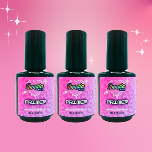 Pack 3 Primer 15ml | Sin ácido | Fabricado en España | Para uñas de gel y uñas acrilicas | Máxima adherencia | AnnytaNails