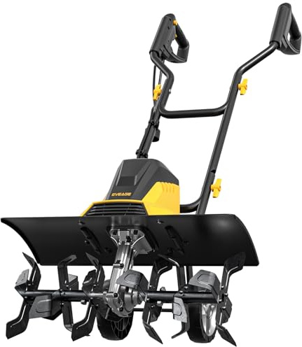 13.5 Amp Electric Tiller Cultivator, 18 Corded Garden Tiller with 6 Steel Tines, 390RPM High Torque Rototiller, 8.7 Depth, Ergonomic H-Handle & Wheels for Lawn, Yard, Soil Digging & Weeding