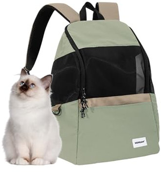 Galatée Haustier -Rucksack, Rucksack Für Katzenbeutel, Geeignet Für Mittlere Katzen Und Kleine Hunde, Tragbarer Atmungsaktiver Katzenrucksack Für Reisen, Wandern, Außengebrauch(Grün)
