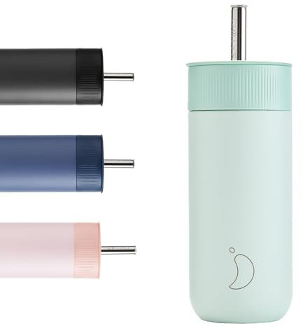 Chilly's Switch - BPA-Free Stainless Steel Switch Cup with Wide Straw for Milkshakes and Bubble Tea - Double Walled, Vacuum Insulated - Lichen Green, 500ml