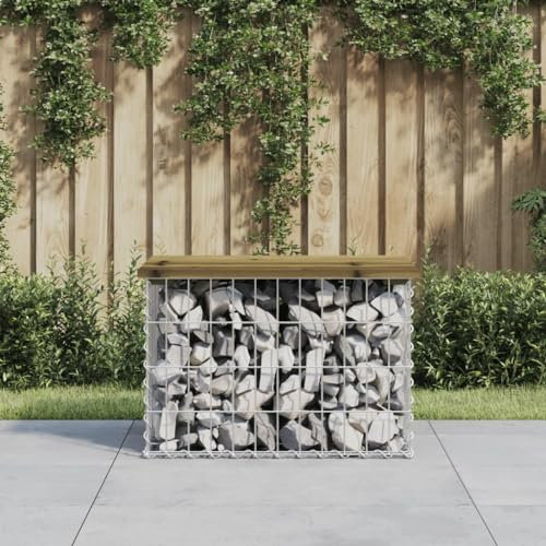 Vopese Garden Bench, Outdoor Patio Seating with Gabion Design 63x44x42 cm Impregnated Pine Wood for Backyard Lawn Garden Living Room