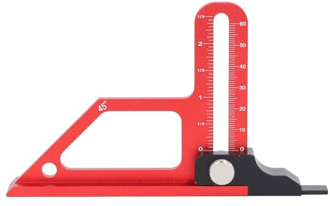Höhenmesser, 0–60 Mm / 0–2,4 Zoll Einstell-Tiefenmesser, 2-in-1-Holzbearbeitungswerkzeug mit 45°-Fase-Messgerät für Tischkreissäge, Oberfräse, Tischbohrmaschine, Bandsäge