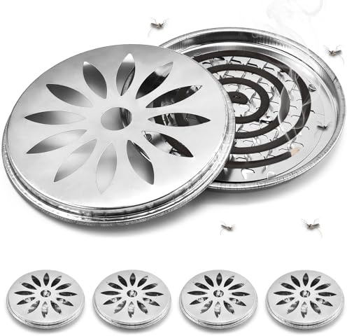 4 Stück Mückenspirale Halter Edelstahl, Räucherspirale Behälter(Silber x 4)