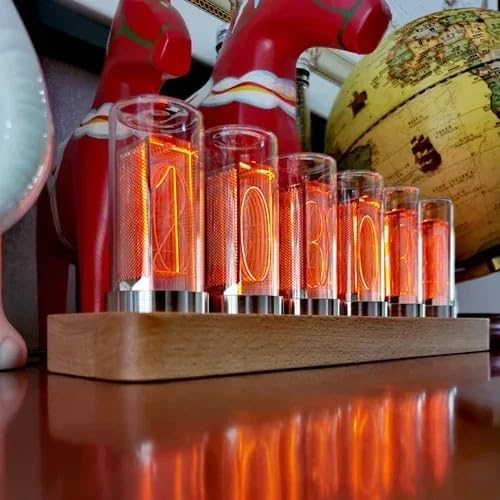 Digitale Nixie Uhr mit Holzgehäuse, 6-bit, 5V USB-C, mit Wecker & Datum
