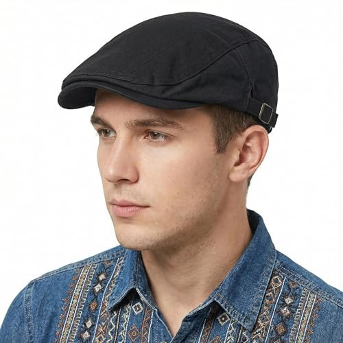 BUDUBIBI Baumwolle Baskenmütze Flatcap Herren Sommer Schirmmütze Newsboy Cap - Schiebermütze Herren Sommer Hut Verstellbare Cabbie barett Cap