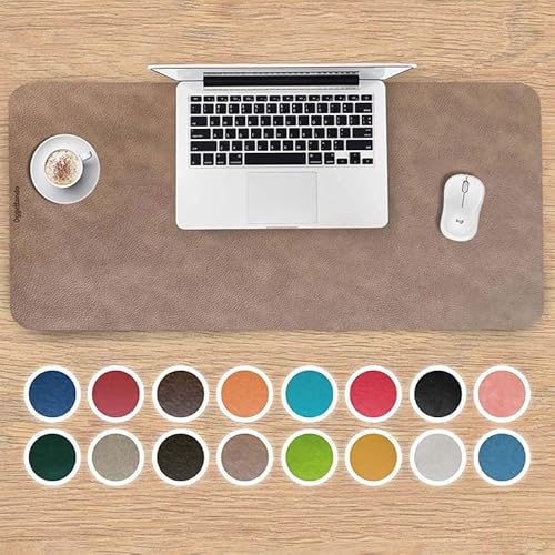 OGGETTANDO Große Schreibtischunterlage aus Kunstleder, Schreibtischunterlage für Büro und Zuhause, leicht zu reinigen, wendbar (Taupe Leder, 60 x 35)