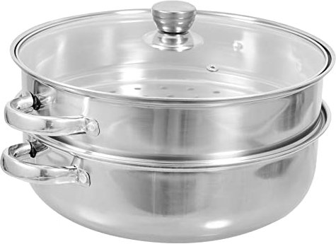 IMIKEYA Verdickter Doppelohrtopf Dampfgarer Aus Edelstahl Multifunktionaler Dampftopf Für Brötchen Reis Eier Und Mehr Kompatibel Mit Induktions- Und Gasherden