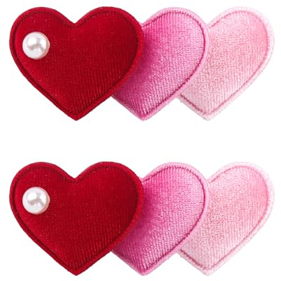 Lazos de terciopelo para el pelo de San Valentín, clip de cocodrilo para bebé, corazón rojo, clip de lazo dulce para niñas, accesorios para el cabello para el día de San Valentín, lazos rojos y rosas