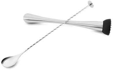 OFFSCH 2pcs Stainless Steel Cocktail Muddler Stirring Spoon Swizzle Stick Barware Tools for Mixing Cracking Ice for Bartending