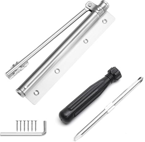 Chiudiporta Automatico,Regolabile Chiudiporta a Molla,Acciaio Inossidabile Molla per Porta Con Viti,Montaggio Chiusura Automatica Tampone Chiuso per Porte Interni ed Esterni Casa E Ufficio