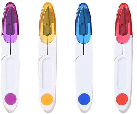 4Pcs Thread Snips, Thread Cutter, Mini Sewing Scissors with Caps for Craft, Sewing, Quilting, Knitting Projects(Yellow, Purple, Blue, Red)