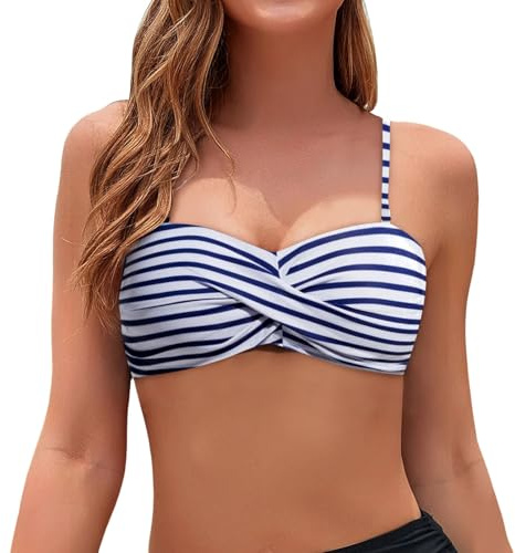 POIUIYQA Bikini Top Bandeau | Bandeau Reggiseni a Fascia Ladies | Spalline Removibili e Senza Spalline | Bikini Top Nero