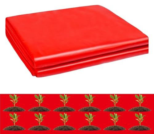 Rote Mulchfolie für Garten, Landwirtschaft Ernte Grow Red Mulch, Pflanzenwachstumsfolie Abdeckung, Multifunktional für Kartoffeln, Tomaten, Auberginen und Erdbeeren, ideal für verbessertes