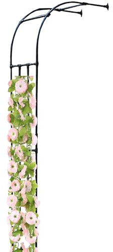 Tonnelle de Jardin Robuste, Arche de Jardin Demi-côté, Arceau à rosiers, métal Treillis Demi-Arc pour Roses, Plantes grimpantes Résistant aux intempéries(Black,2.4x2.4m)