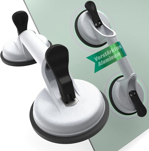 youkzuan 2 Stk. Tile/Glass Saugnapf | Aluminium Saugheber | Fliesen Suction Lifters | Glass Suction Vacuum Lifter | max.110kg mit 2 Saugnäpfen | Leichter Plattenheber (Aluminiumlegierung)